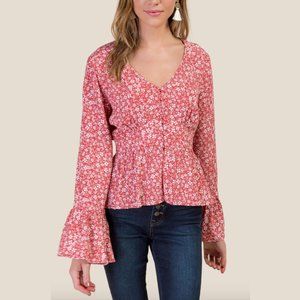 Francesca's Gracie Buttoned Peplum Top